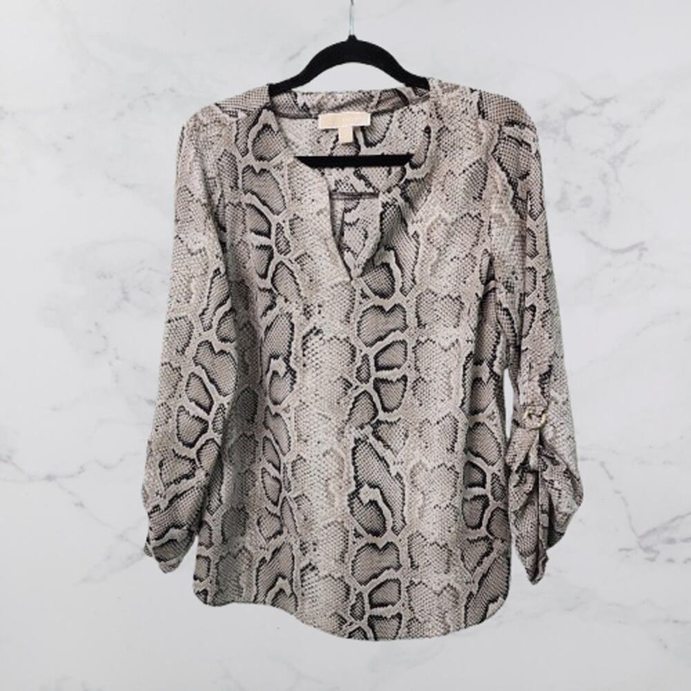 Michael Kors Snakeskin Top Roll Tab Sleeves Medium
